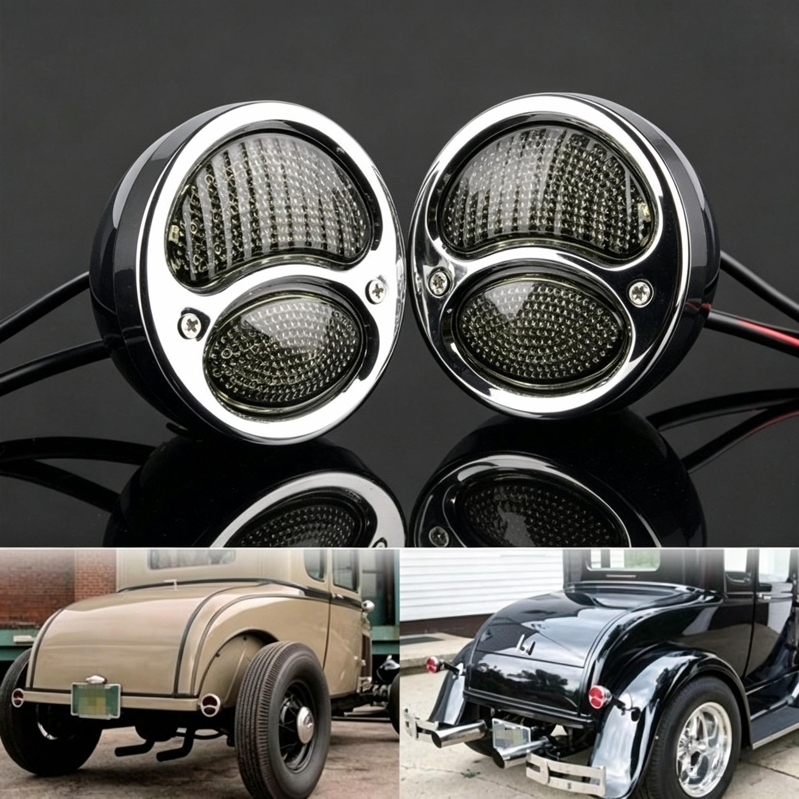 2X Vintage LED Custom Hot Rat Street Rod Tail Lights Turn Signals for Ford Model