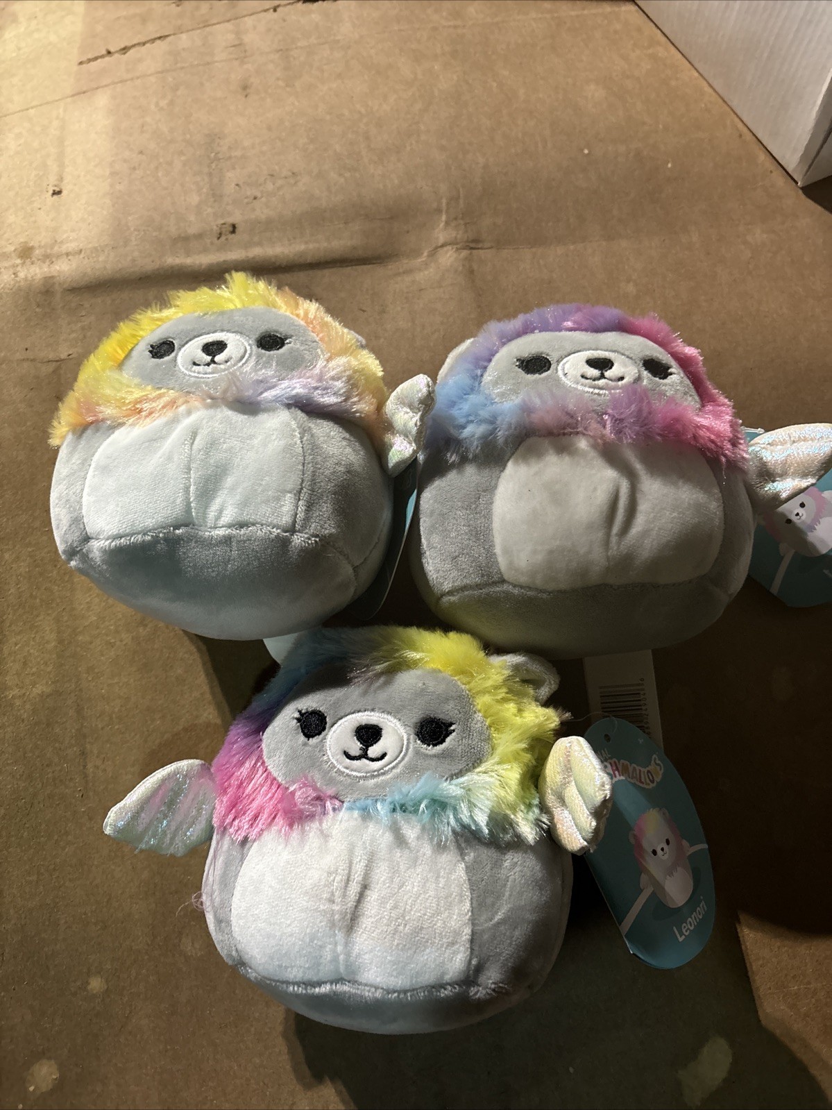 Squishmallows Leonori Rainbow Lion 5 Inch Plush Lot 3 Pack Wings Kellytoy NWT