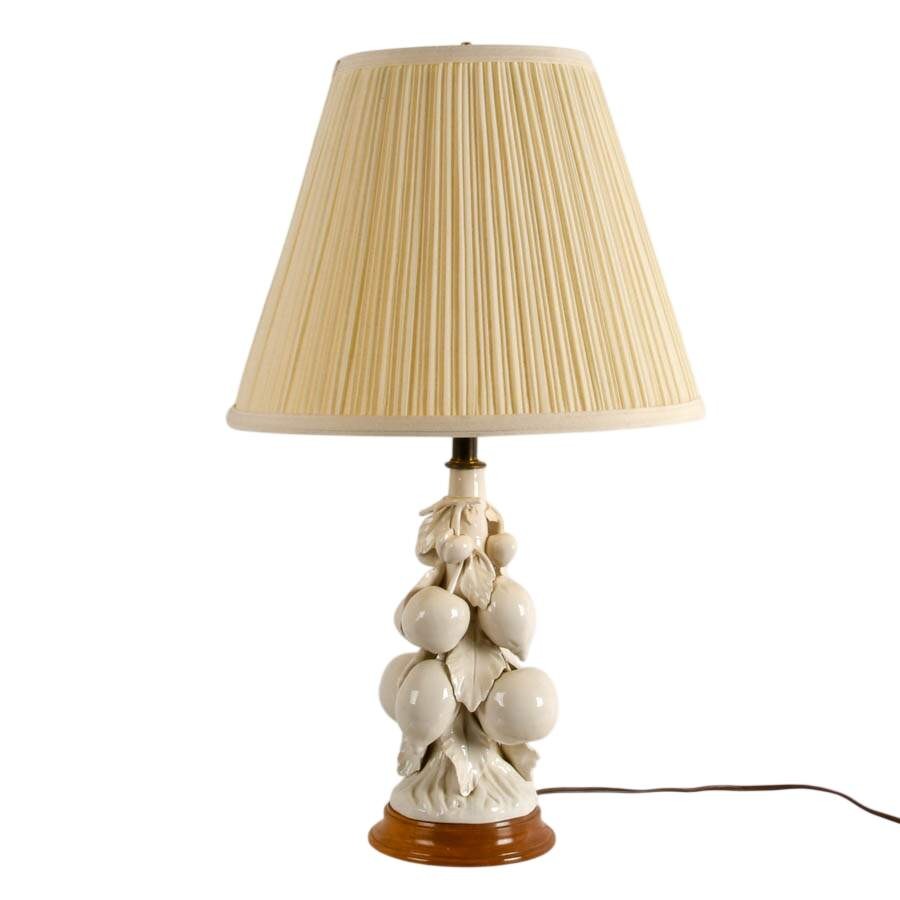 Vintage Italian Blanc de Chine-Style Abundant Fruit Table Lamp