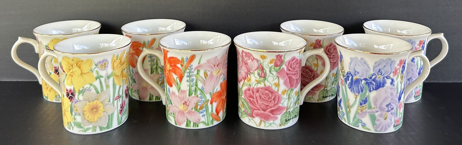 Lenox The Flower Blossom Collection Coffee Mugs 8 oz 3 1/2\ Lenox The Flower Blossom Collection Coffee Mugs 8 oz 3 1/2\