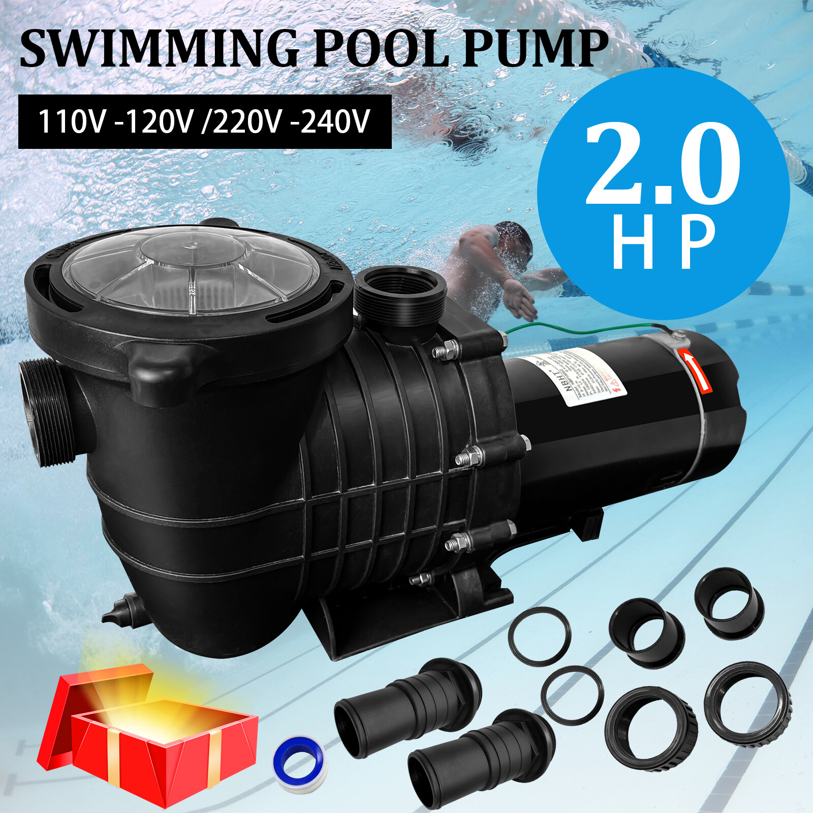 2 HP Swimming Pool Pump for Hayward, In‑Ground Replacement & Strainer Basket