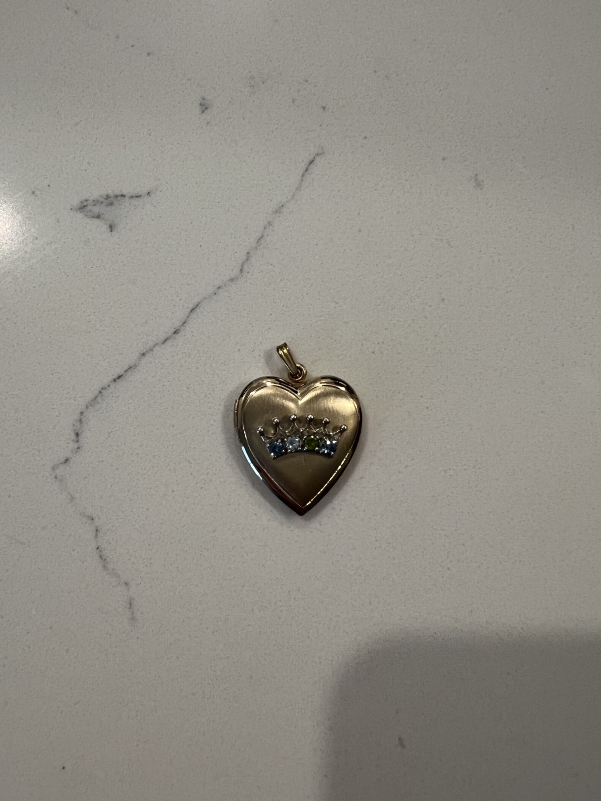 Vintage 1/20th 12k gold-filled heart-shaped locket pendant with rhinestone tiara