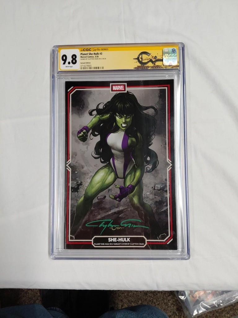Planet She-Hulk #3 CGC 9.8 SS Clayton Crain Signed Green Sig Variant Marvel