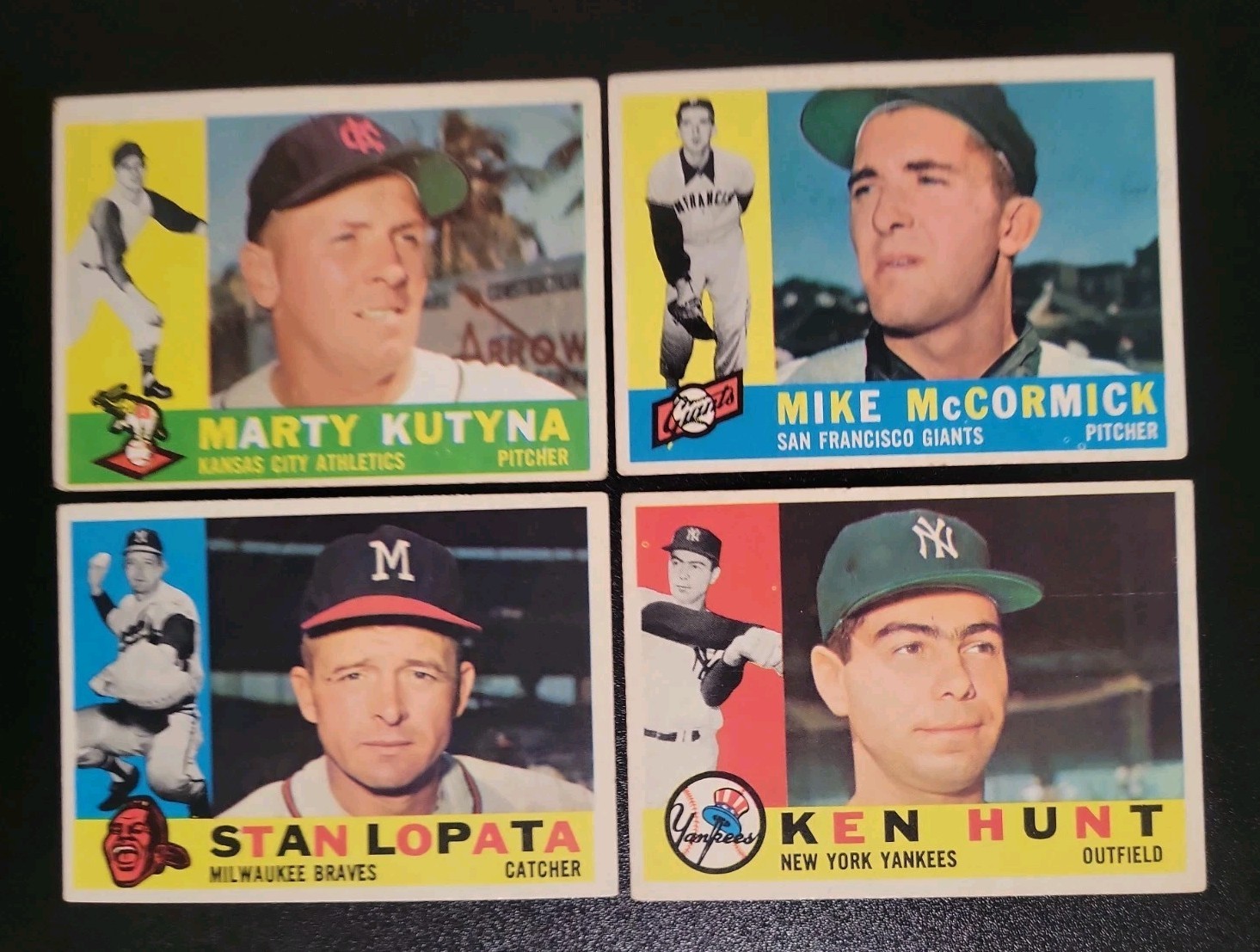 1960 Topps Baseball Cards - 4 Different Scarce High Numbers - W/ Sandy Amaros