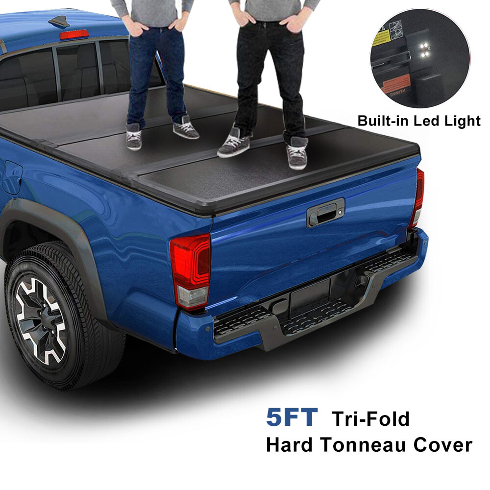 FOR 16-21 TOYOTA TACOMA TRUCK 5FT SHORT BED HARD SOLID TRI-FOLD TONNEAU COVER