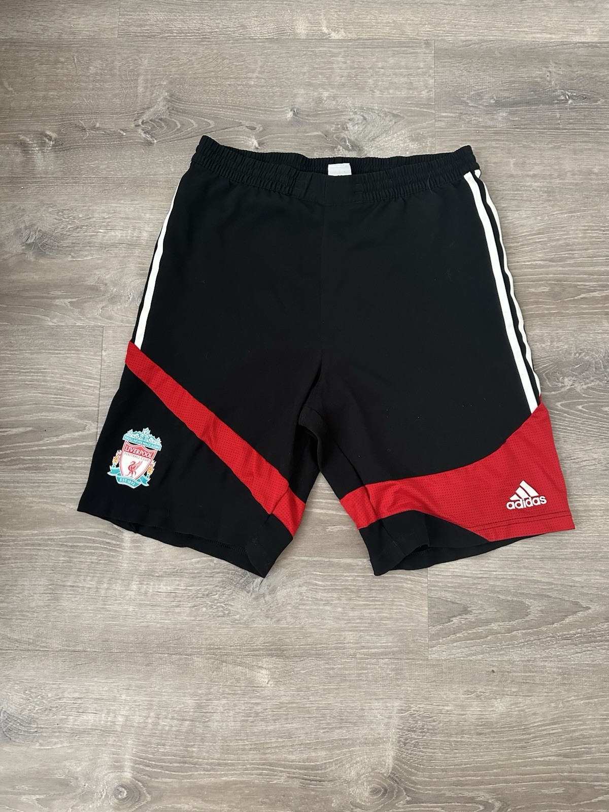 Vintage 2007 2008 Liverpool FC Third Shorts Adidas Clima365 Large Black Red