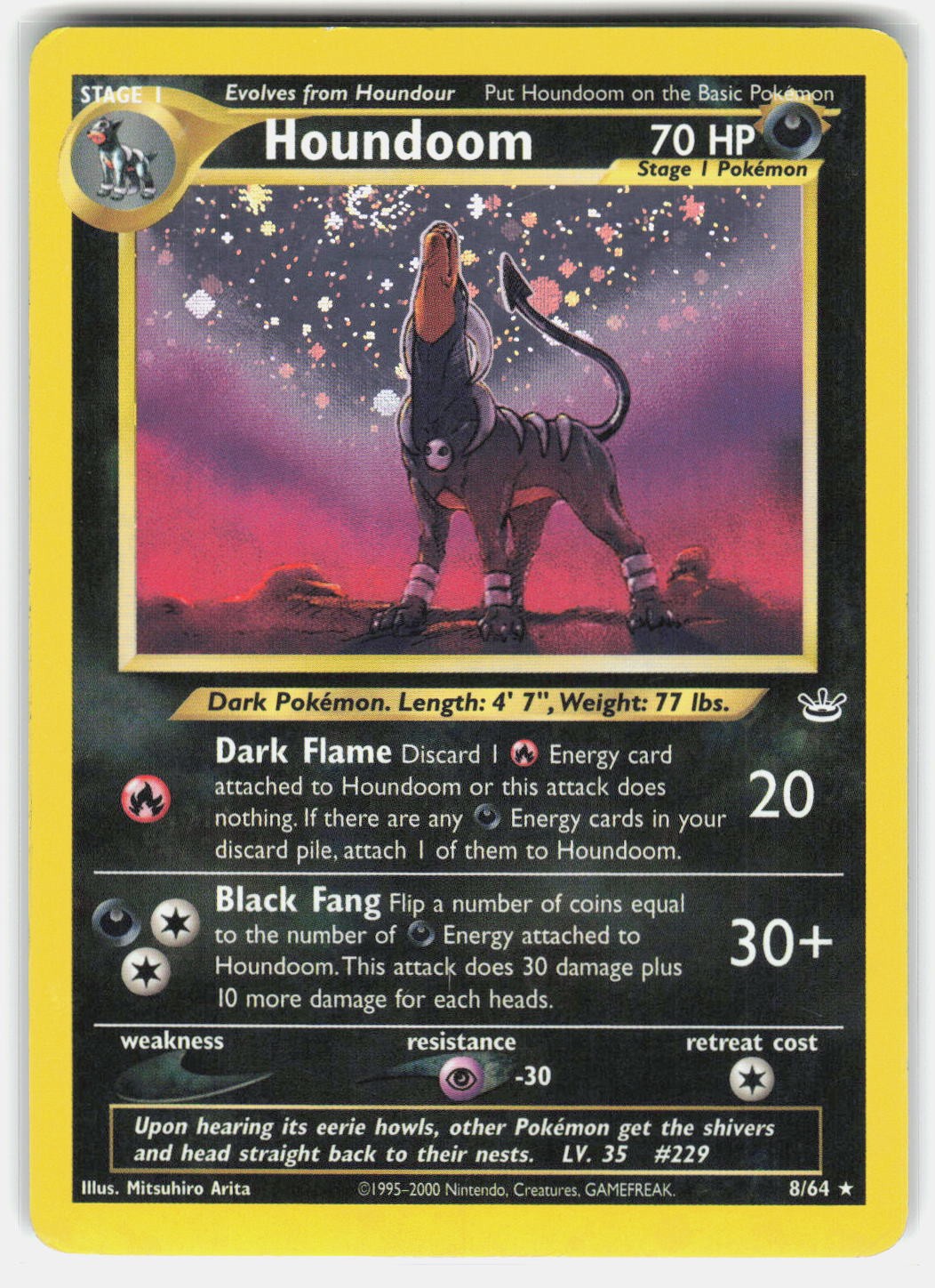 Houndoom 8/64 R Neo Revelation Pokemon Unlimited Holo MP Swirl