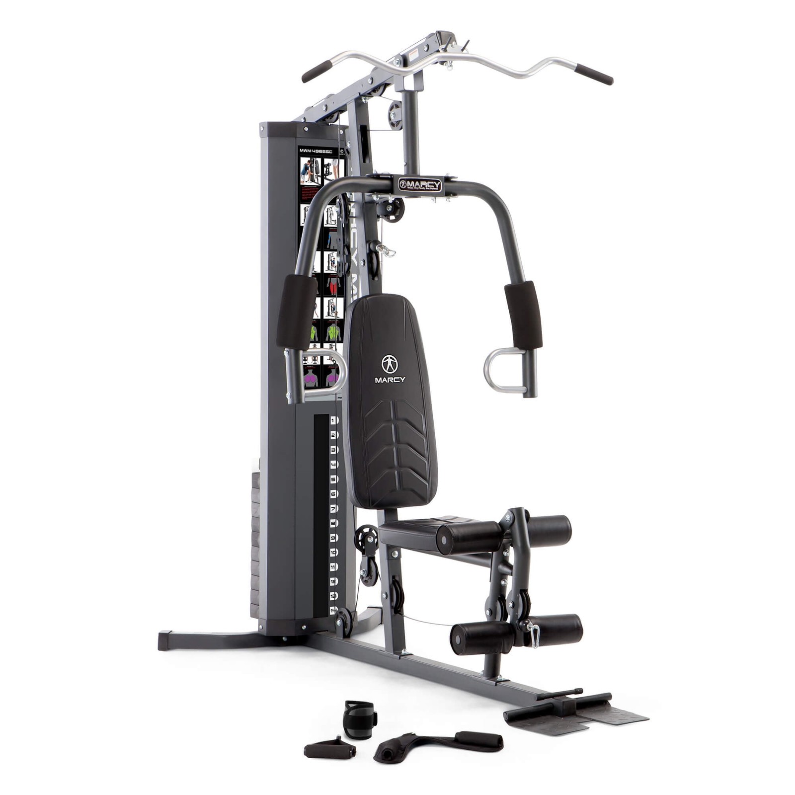 Marcy MWM-4965SC 150 lb Stack Home Gym, Dual-Action Press Arms, Ab Attachment,