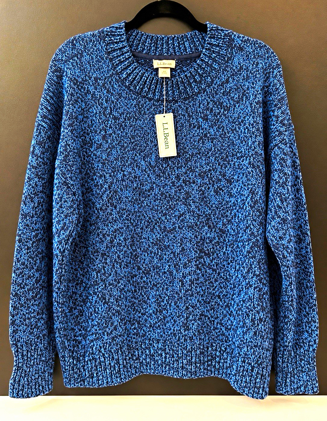 NWT L.L.Bean Women’s 2X Plus Cotton Ragg Crewneck Sweater Blue Marled