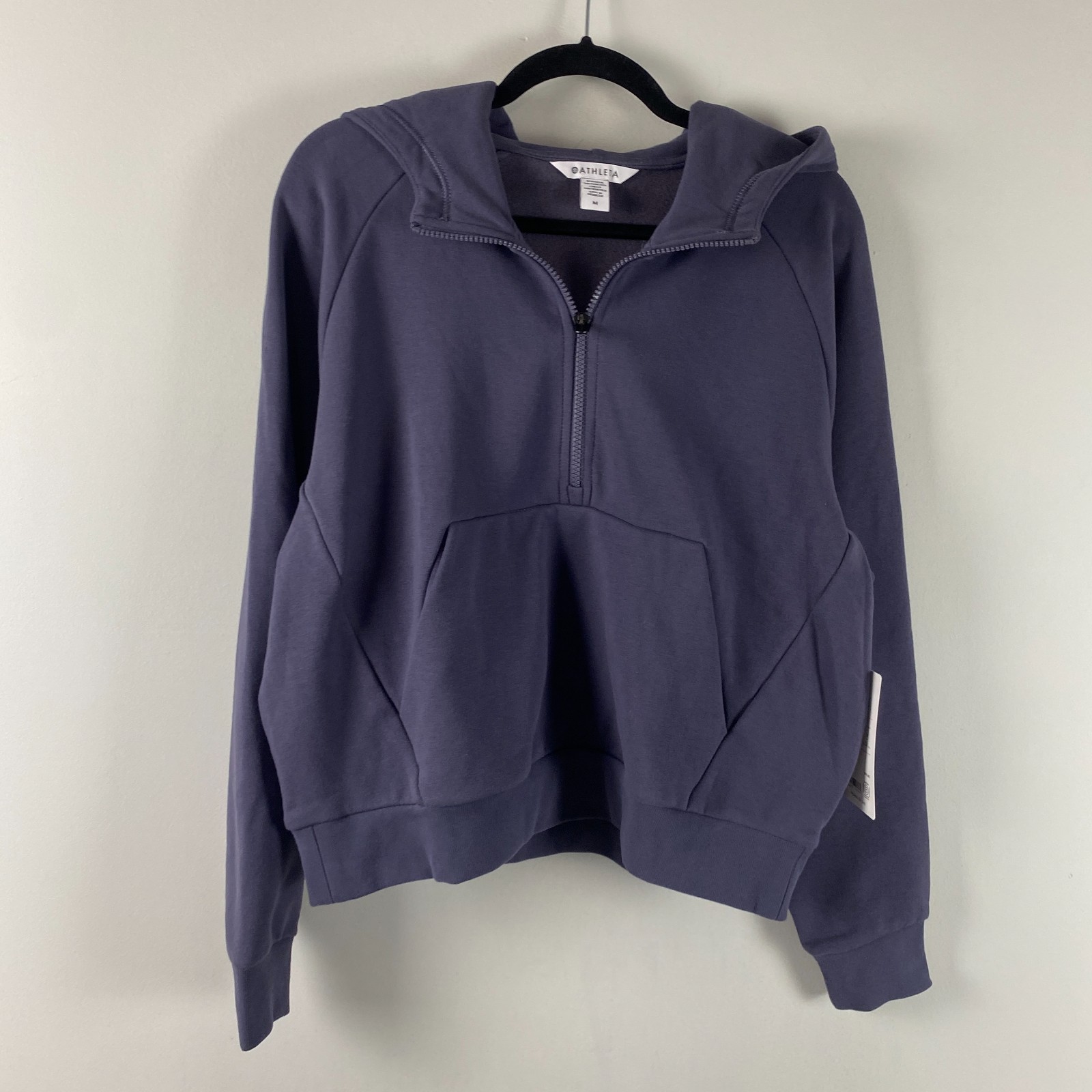 Athleta Easy Fleece 1/2 Zip Hoodie Size M Purple Sweatshirt #473713