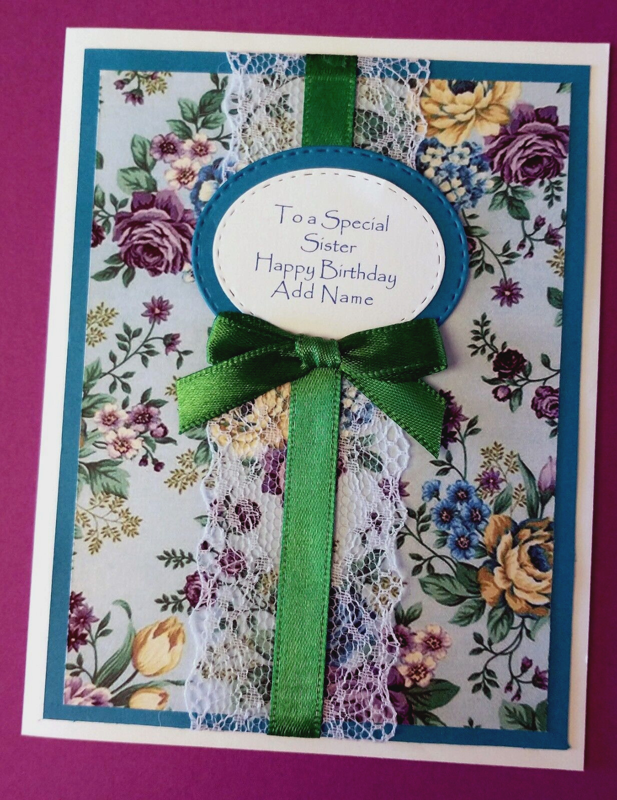 Birthday Card for Sister or Sister-In-Law Personalized Name and Verse Inside