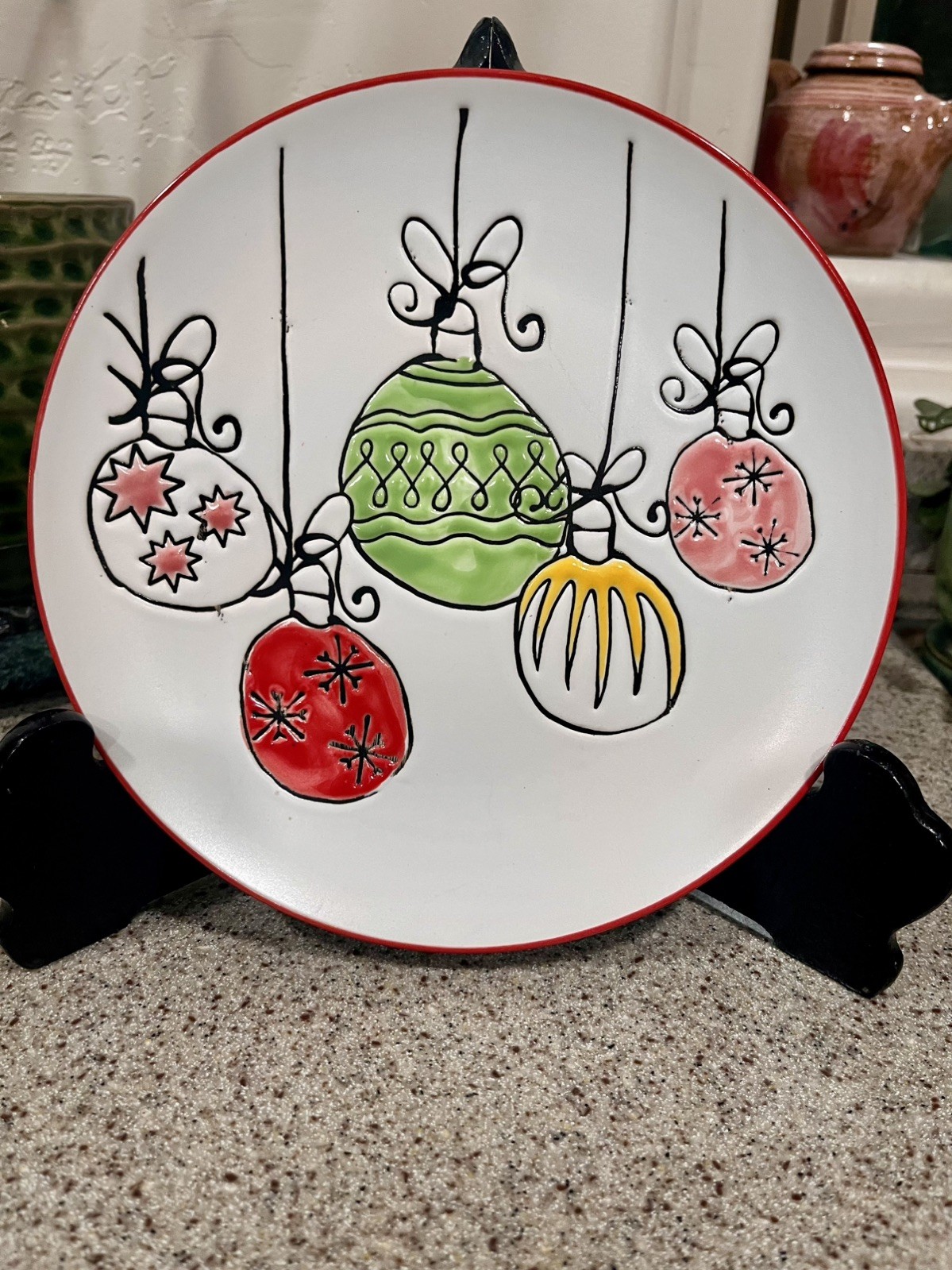 Spectrum Designz Retro Christmas Ornaments Salad Dessert Side One Single Plate Spectrum Designz Retro Christmas Ornaments Salad Dessert Side One Single Plate