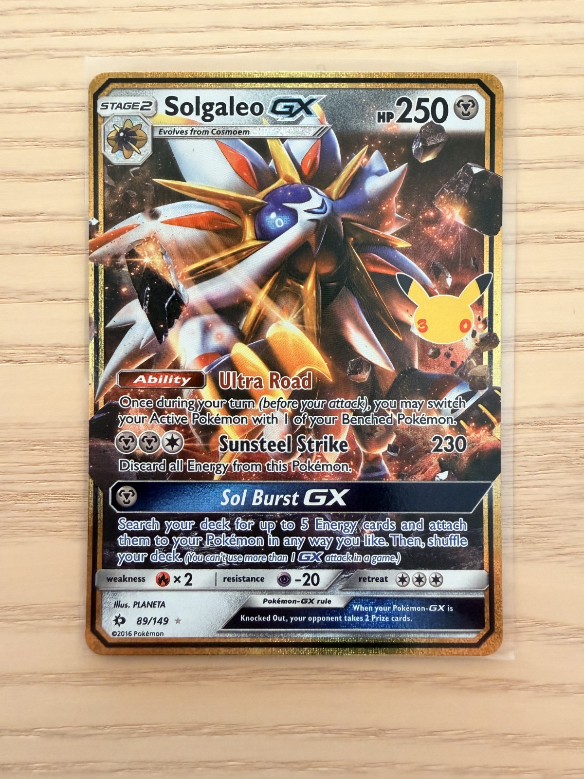 2026 Pokemon 30TH CELEBRATION SOLGALEO RARE HOLO GX GOLD 89/149
