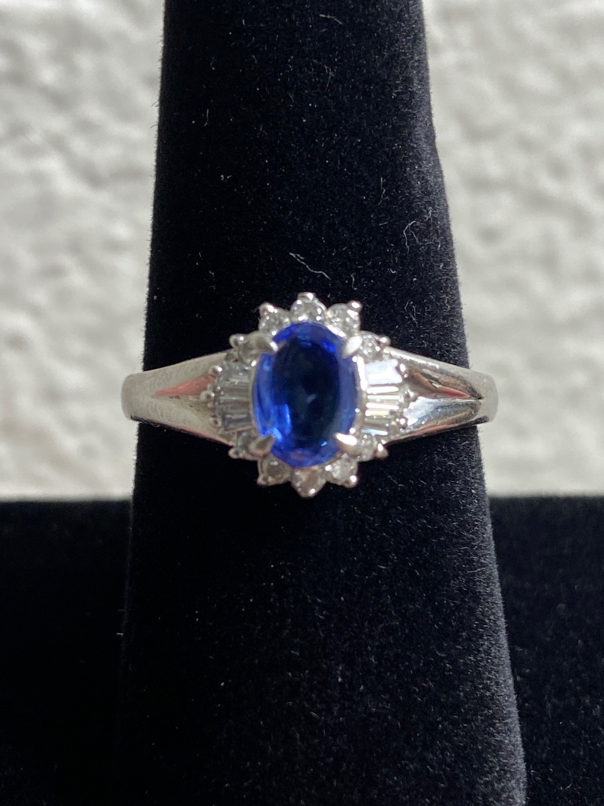 Sapphire & Diamond Platinum Ring