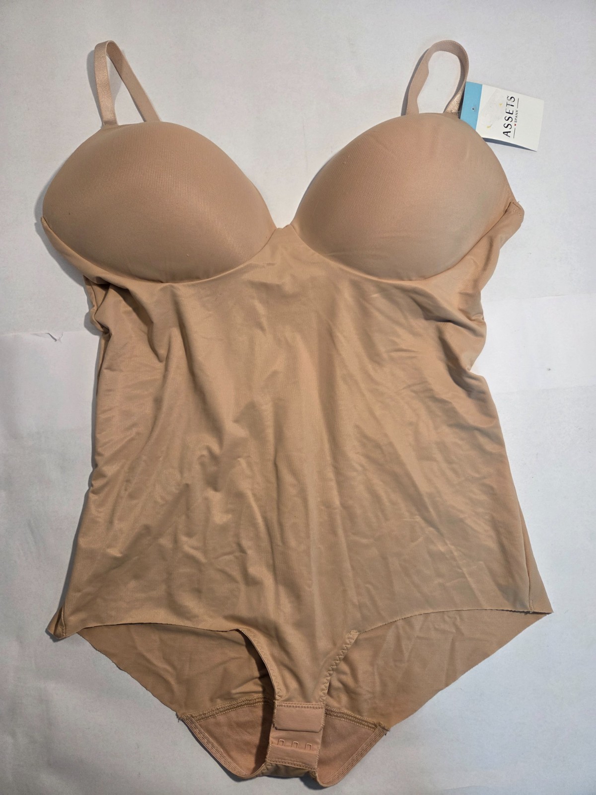Assets by Spanx Shapewear Bodysuit Panty Womens XL Nude Low-back Adjustable NWT