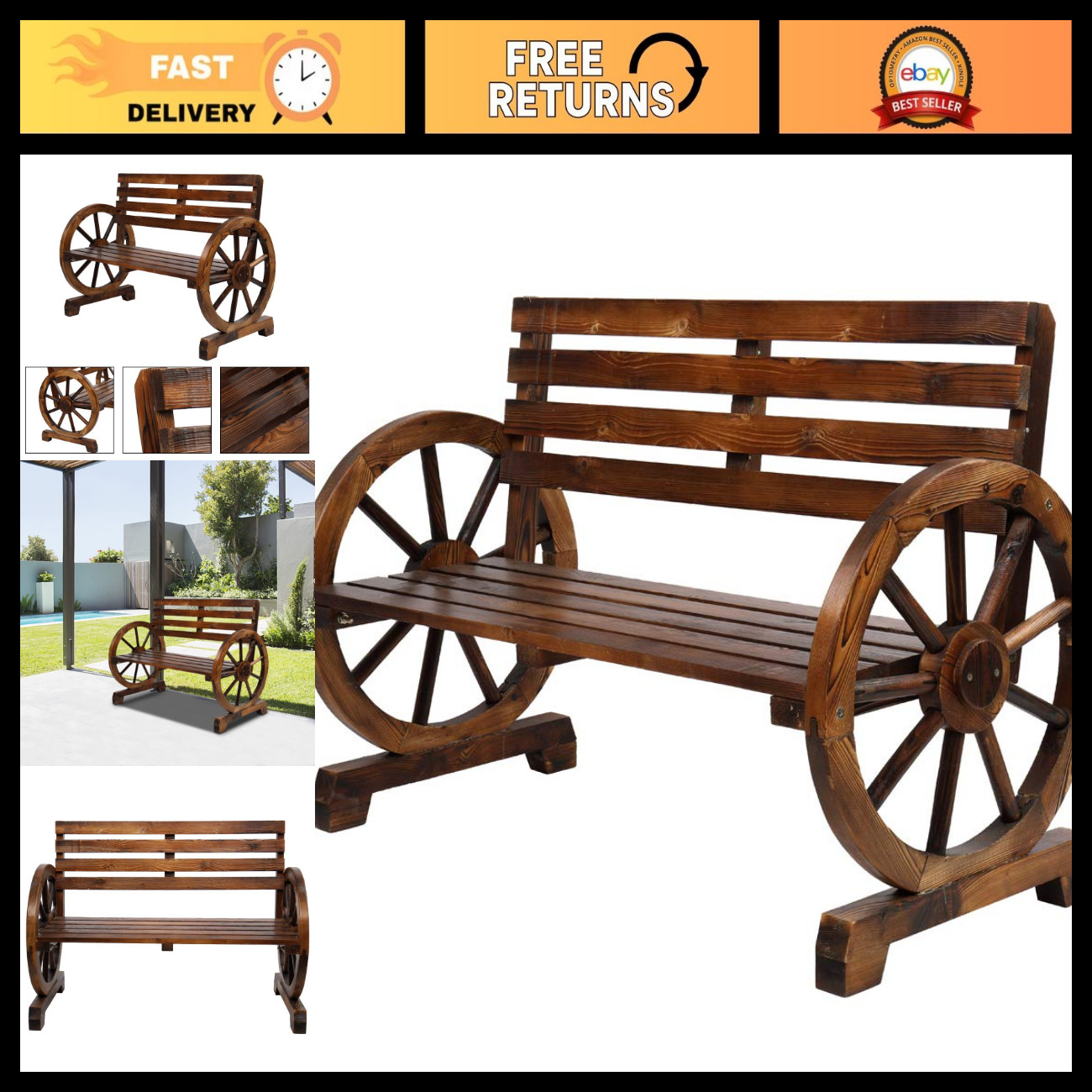 Outdoor Wooden Garden Bench for 2 - Stylish Patio Seating, Durable & Weather-Res Outdoor Wooden Garden Bench for 2 - Stylish Patio Seating, Durable & Weather-Res