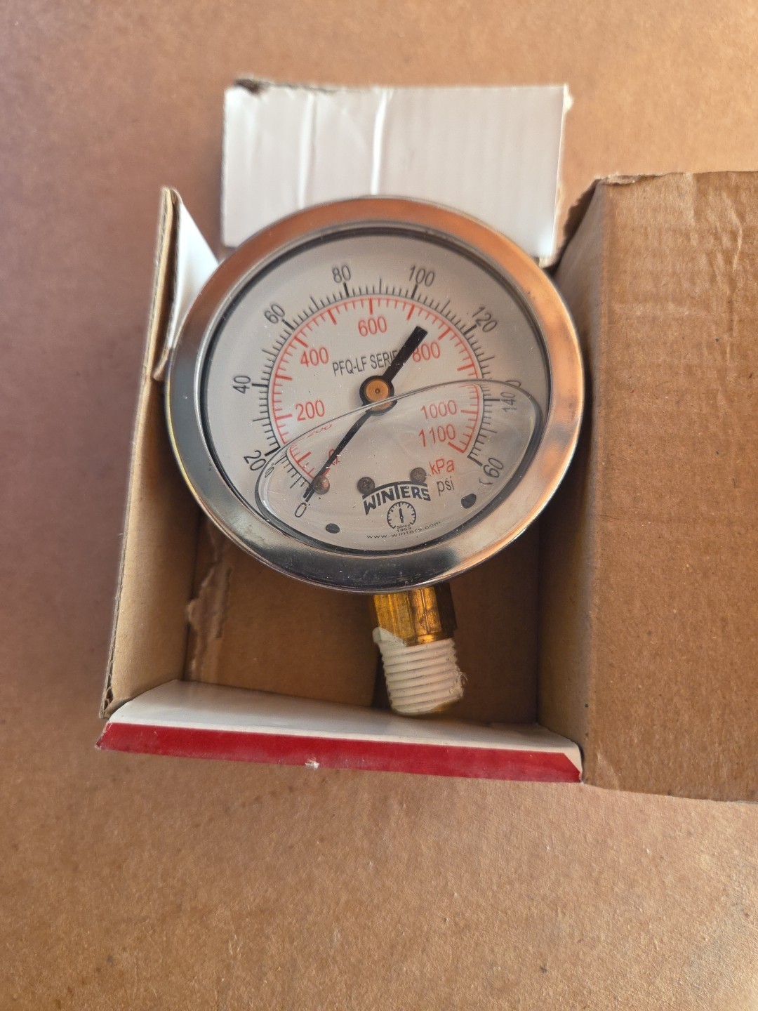 WinTers 20JN46 Liquid Filled Pressure Gauge 0 160 PSI 1100 Kpa 1/4\