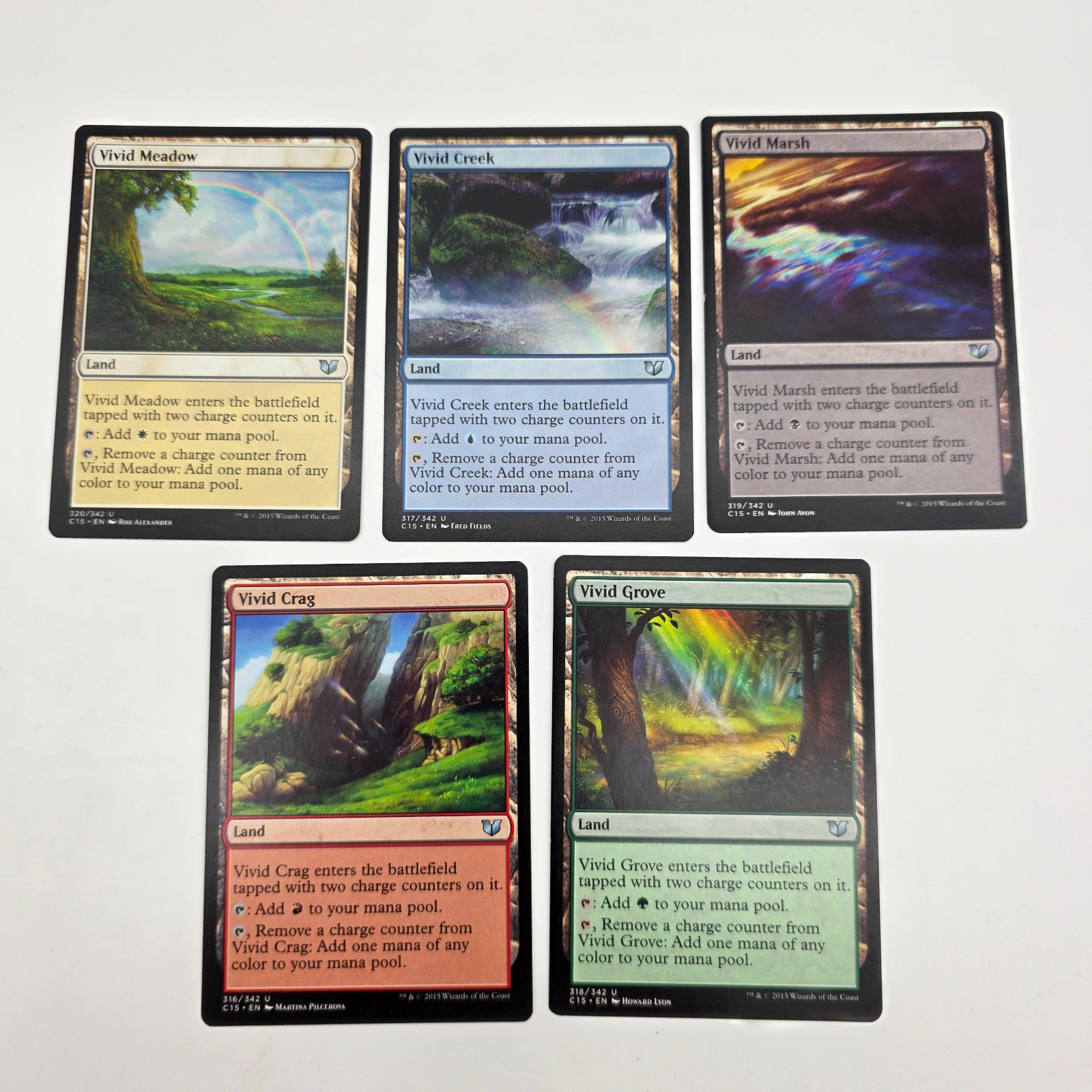 5 Vivid Land - Commander 2015 (C15) - 1x of each - MP-NM - Sets - Magic MTG FTG