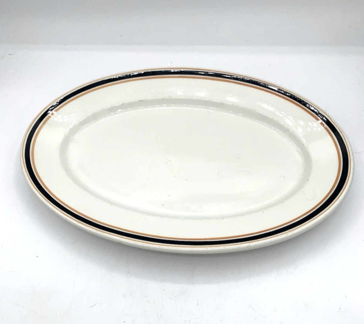 Vintage Opco Restaurant Ware Black & Orange Band PLATTER 12 1/2\ Vintage Opco Restaurant Ware Black & Orange Band PLATTER 12 1/2\