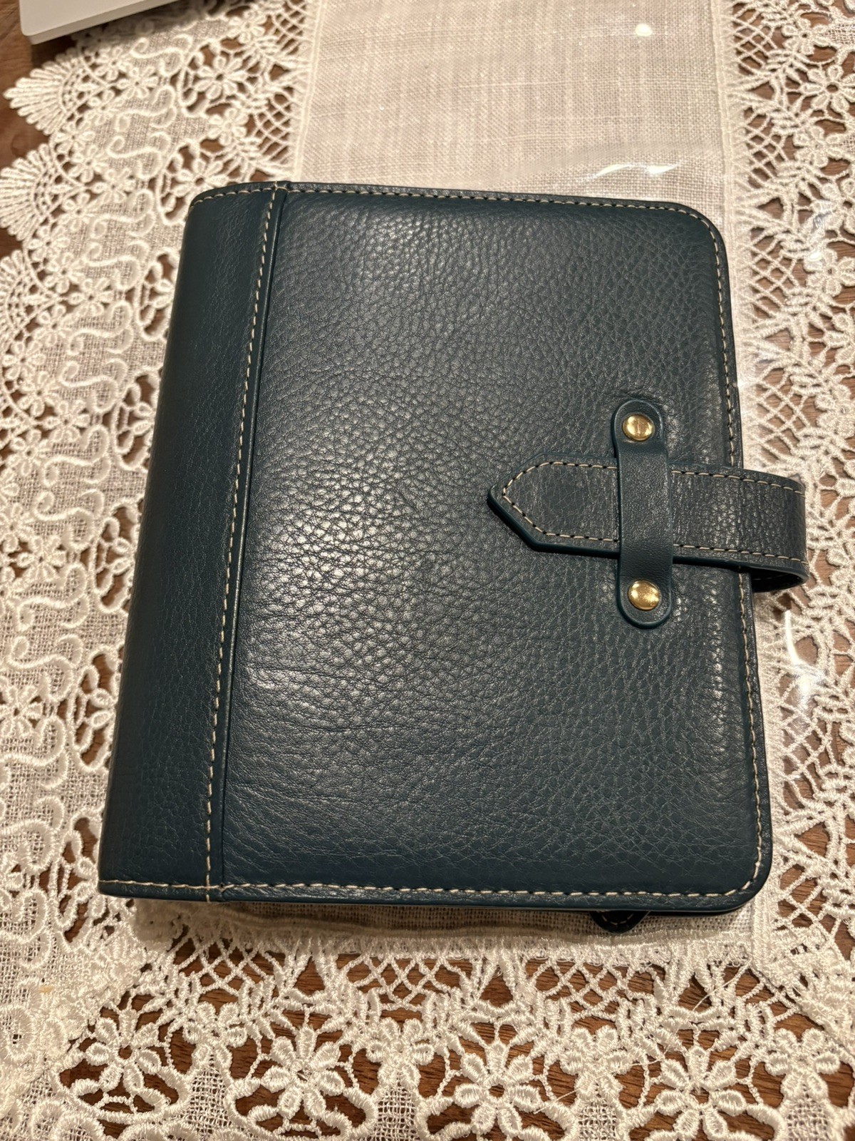 Franklin covey Vintage Aurora Full Grain Italian Leather Compact Blue Mirage Franklin covey Vintage Aurora Full Grain Italian Leather Compact Blue Mirage
