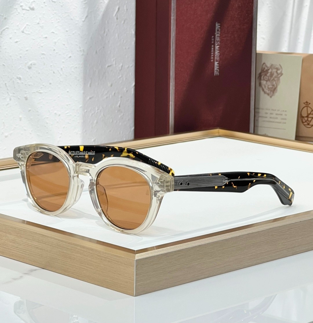 JACQUES MARIE MAGE CLEMENS Tortoise Round Sunglasses Green Lens 46-25-146