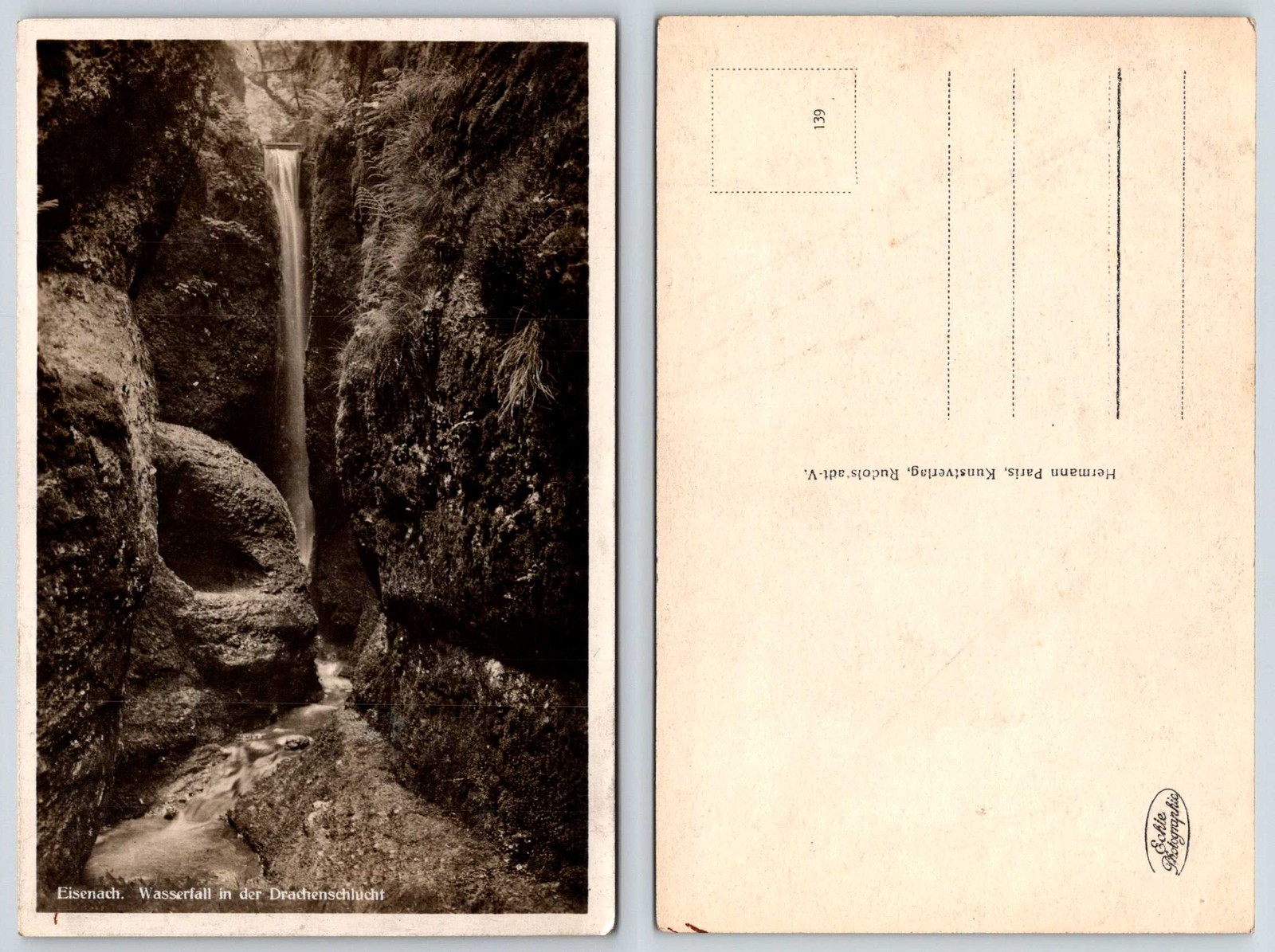 Eisenach Wasserfall in der Drachenschlucht RPPC Postcard AJ206