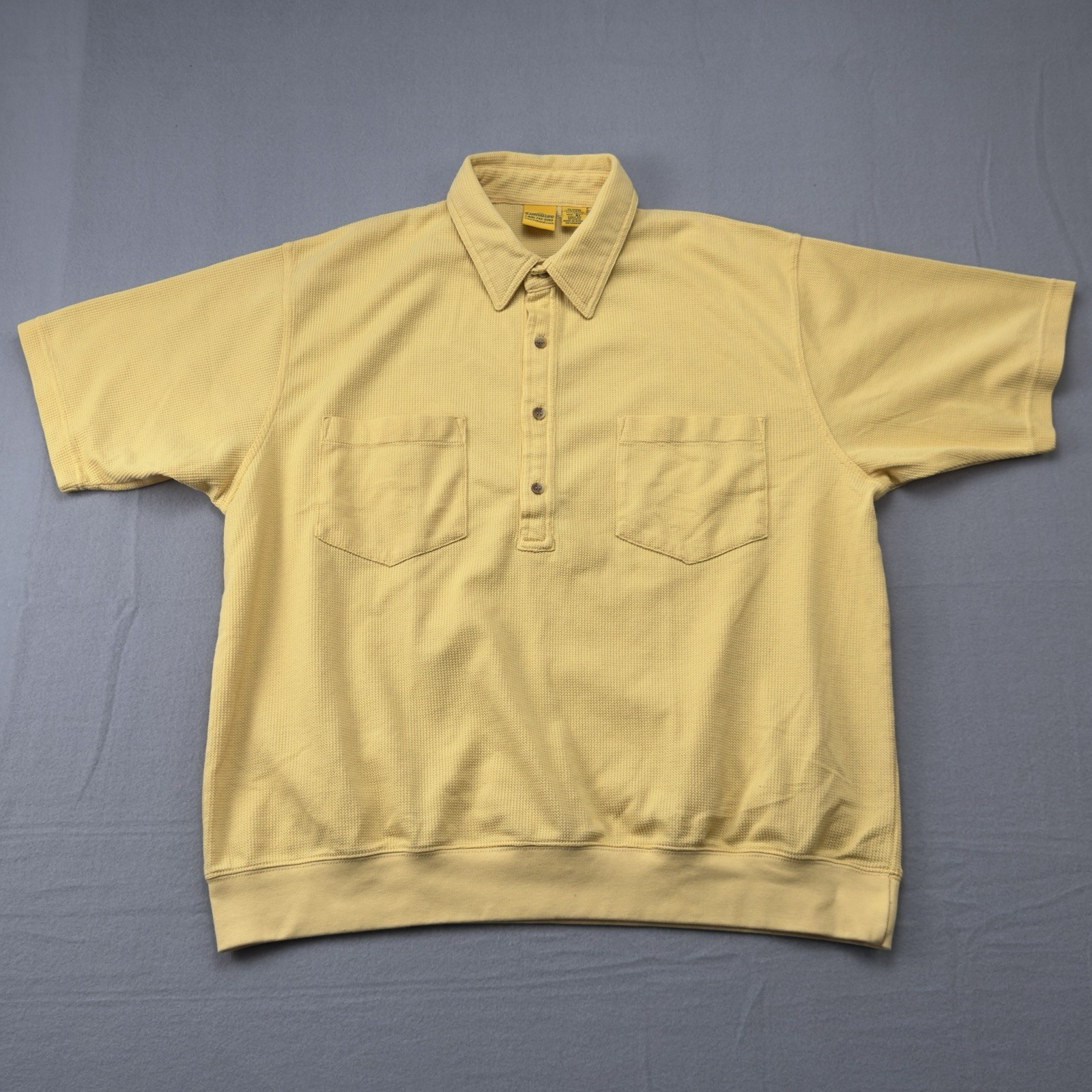 Haband Mens Polo Shirt Carefree Life Size XL Short Sleeve Casual Golf Yellow