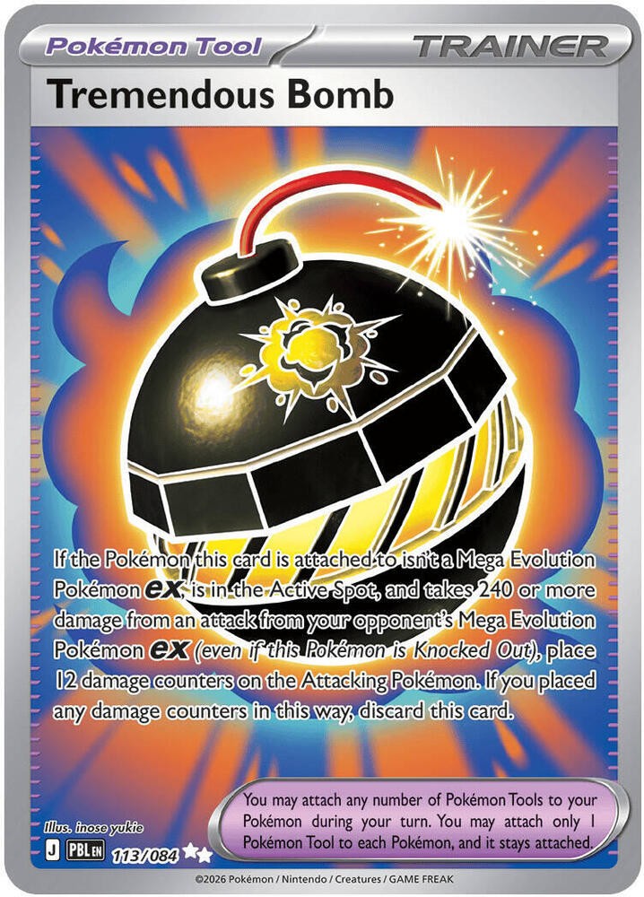 Tremendous Bomb Holo Ultra Rare ME05: Pitch Black 113/084 NM Tremendous Bomb Holo Ultra Rare ME05: Pitch Black 113/084 NM