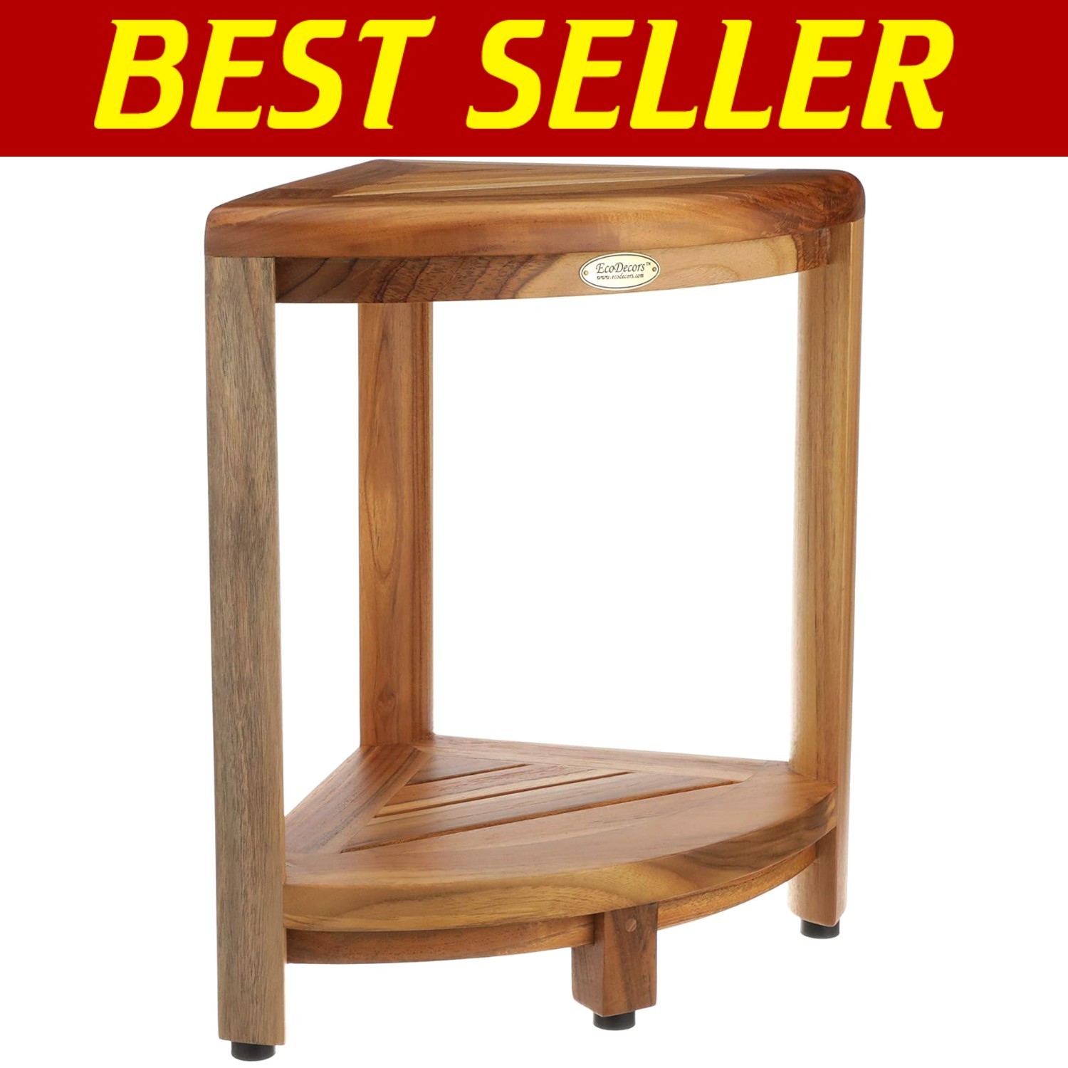 Stylish Teak Corner Shower Bench - Waterproof Storage Stool for Modern Bathrooms