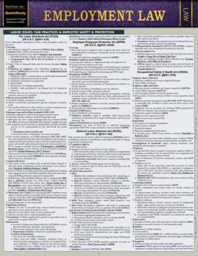 Employment Law: a Quickstudy Laminated Law Reference - VERY GOOD