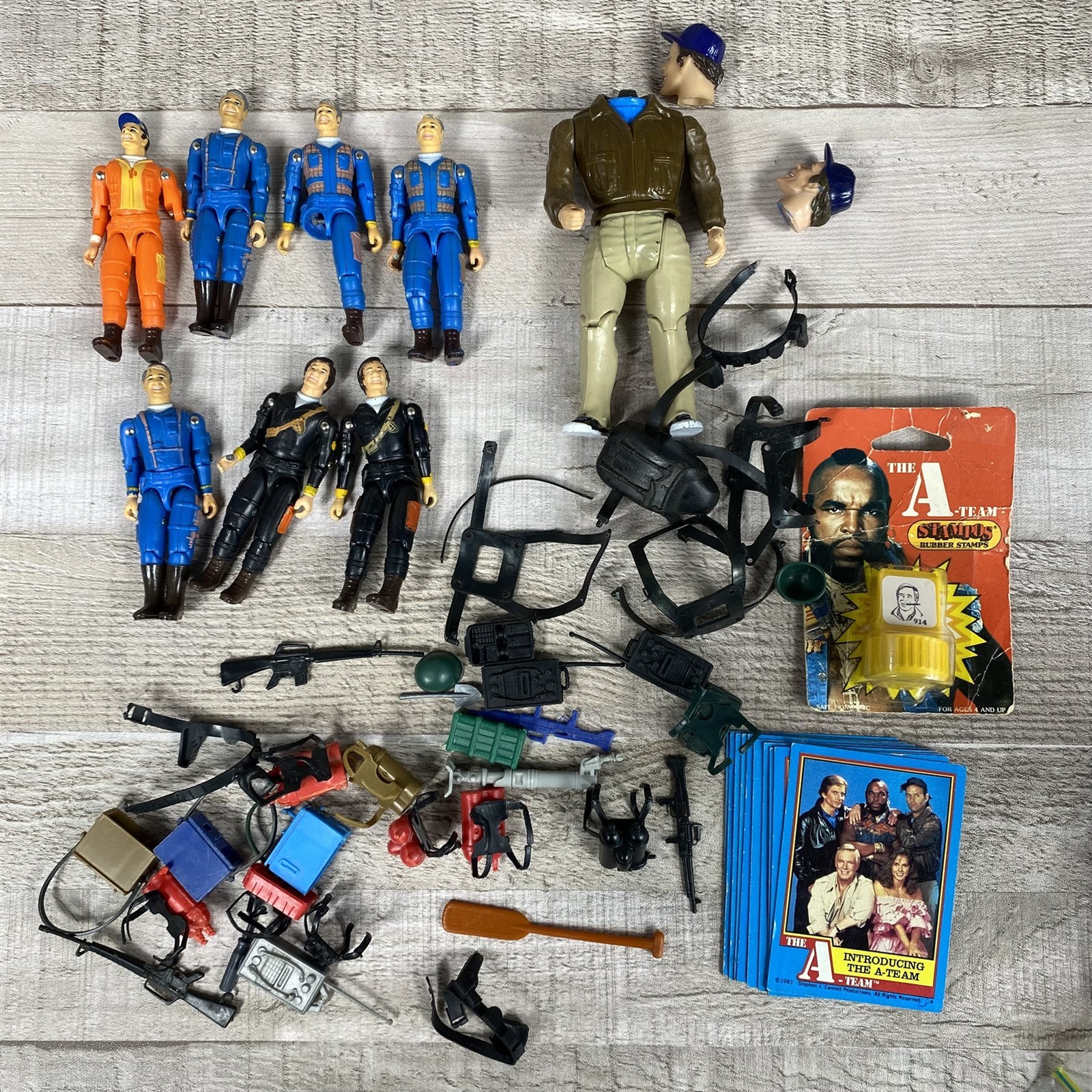 Vintage 80s Galoob A-Team Action Figure & Accessories Lot - Parts & Pieces