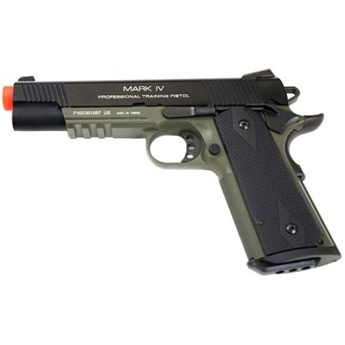 KWA Full Metal M1911 MKIV PTP Gas Blowback Pistol w/ Railed Frame in OD Green