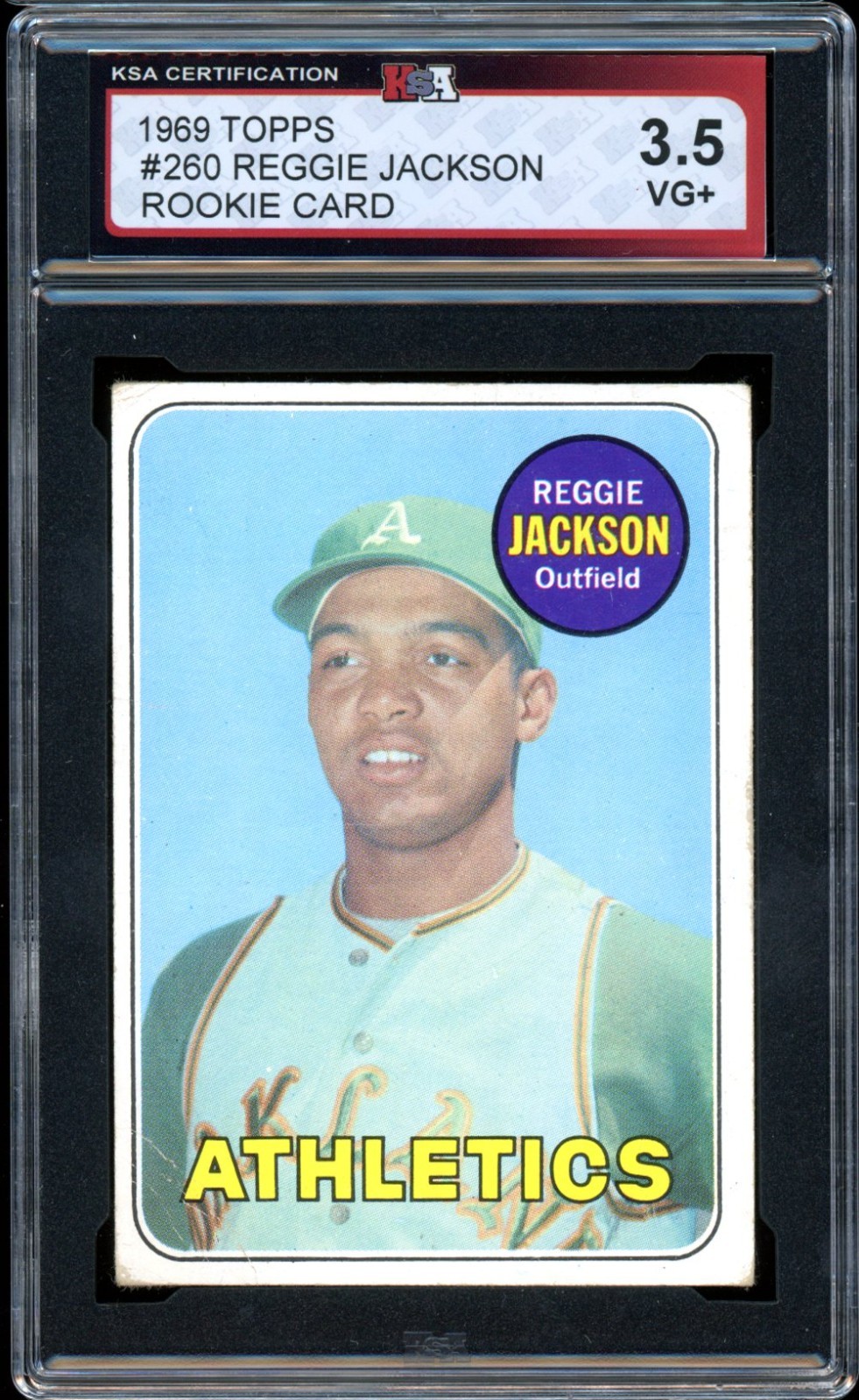 1969 Topps Baseball #260 Reggie Jackson HOF Rookie KSA 3.5 VG+ Athletics A'S RC