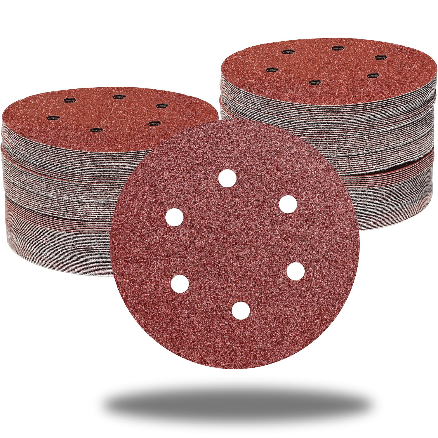 100 PCS 6 Inch 6 Holes Sanding Disc Assorted - 60 80 120 150 240 Grits, 6\