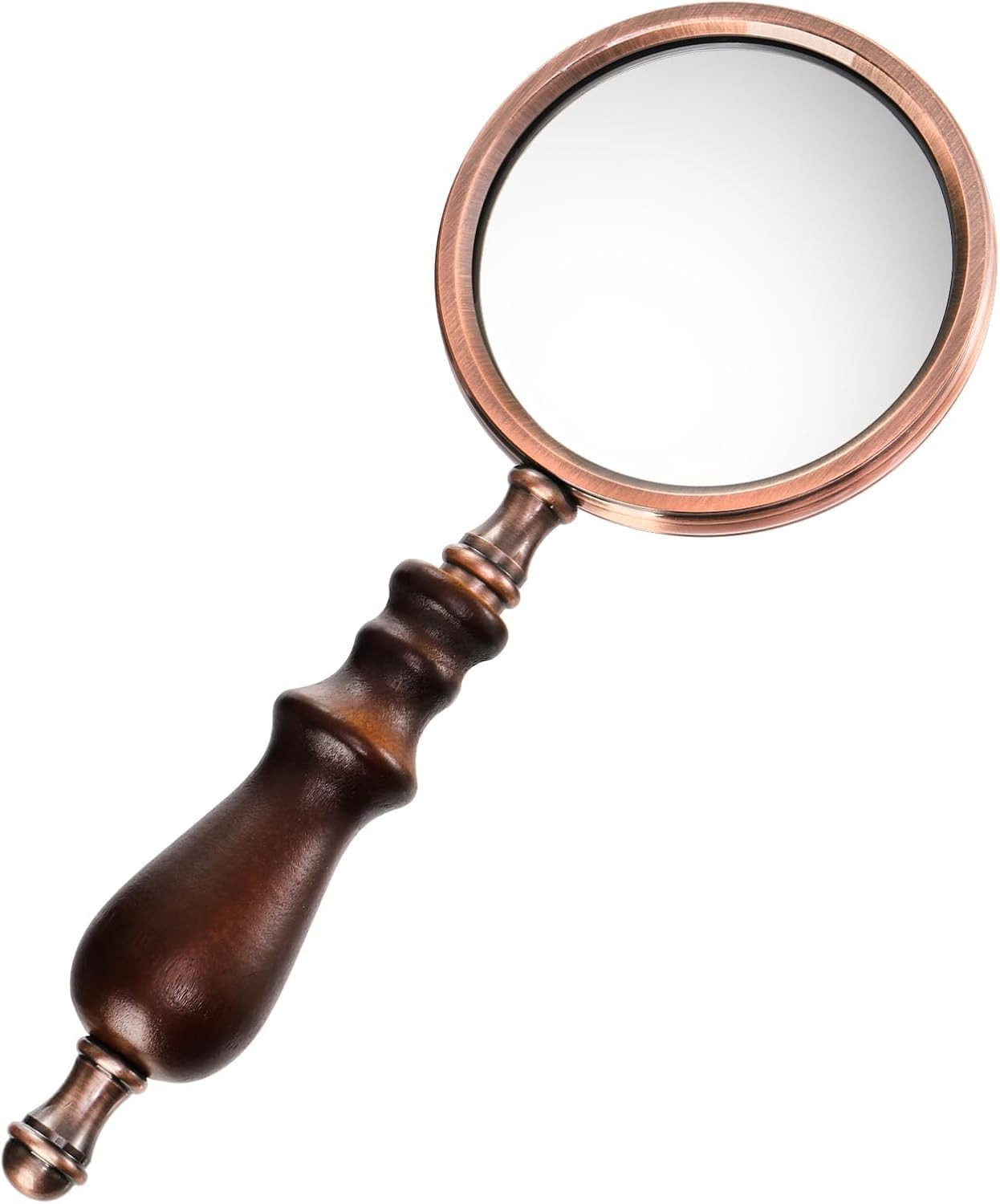 10X Antique Magnifying Glass, Brass Handheld Magnifier with Wooden Handle, De...