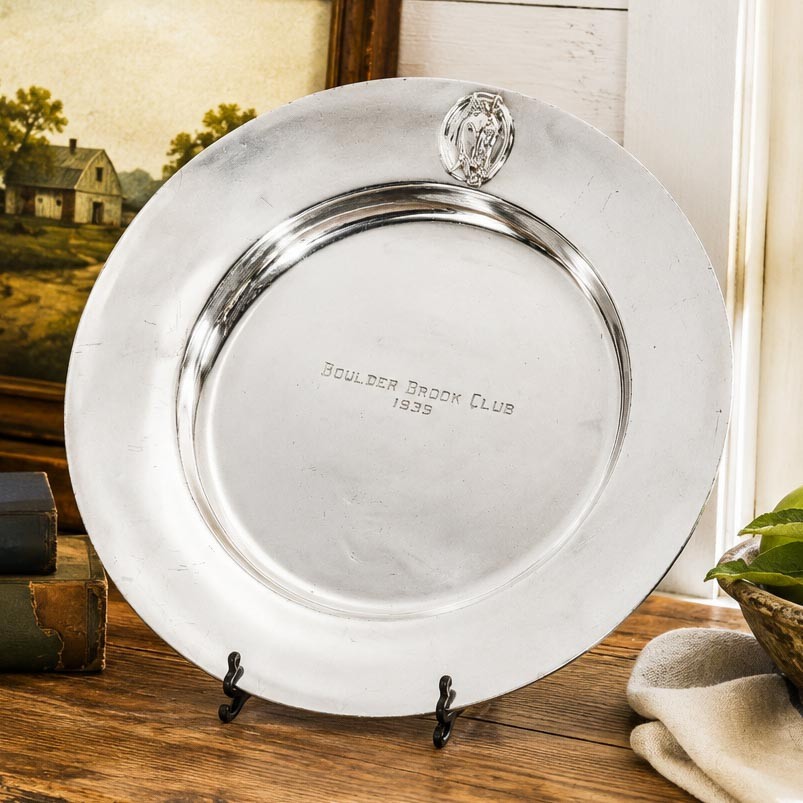 Nice Antique 1935 Boulder Brook Club Silverplate Trophy Plate New York Horse