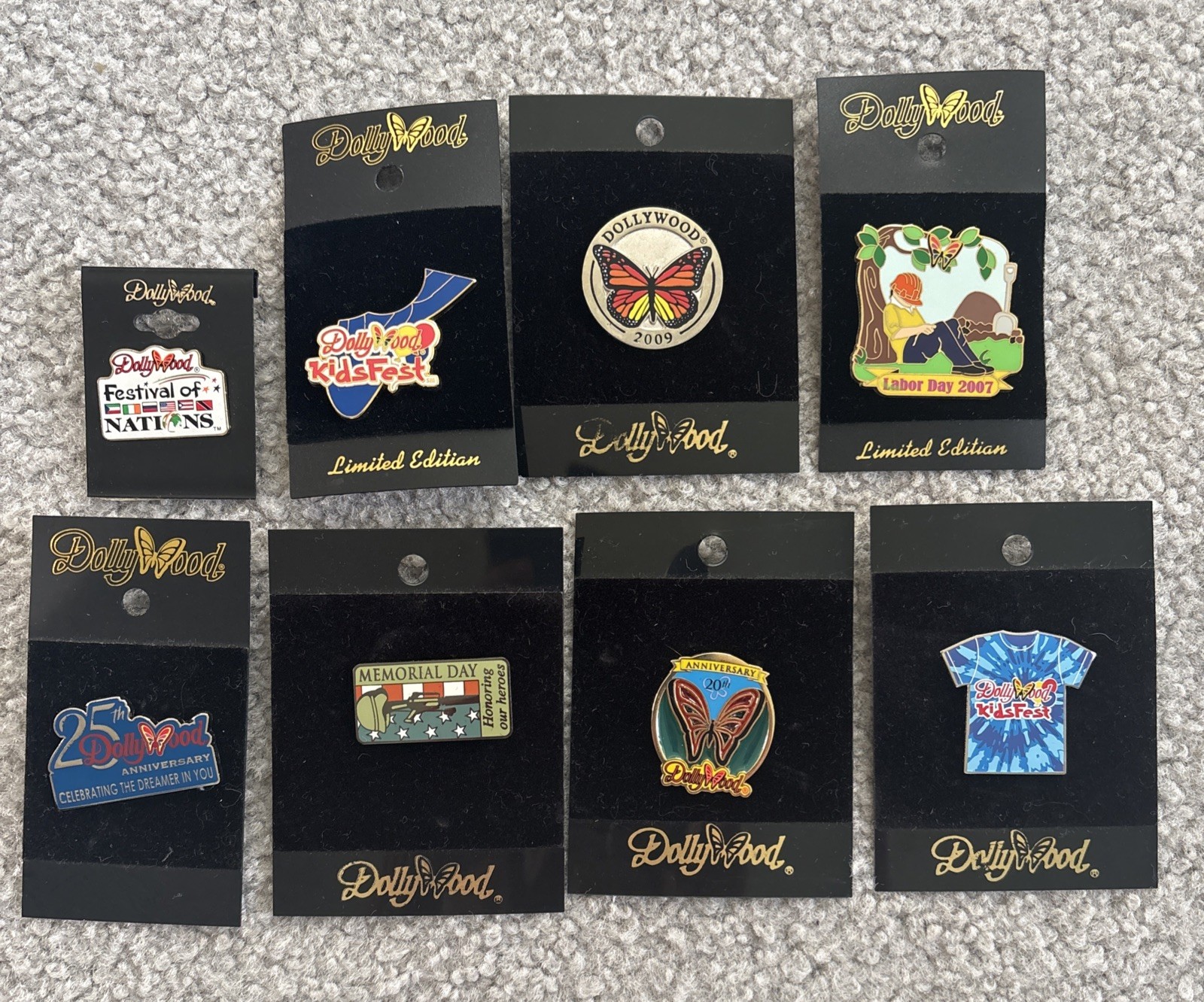 Dollywood Pins, Lot Of 8, Assorted Themes And Years, NWT