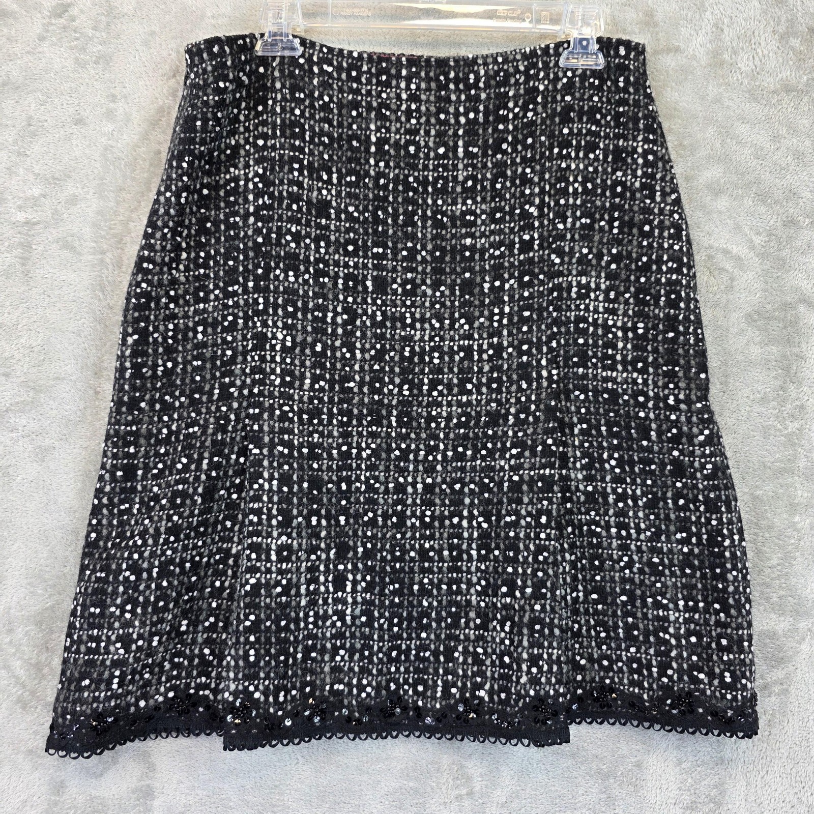 Express Design Studio Skirt Womens 12 Black White Wool Blend Tweed Sequin New