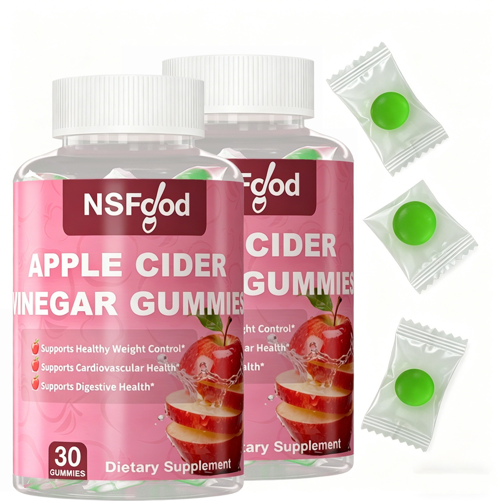 Apple Cider Vinegar ACV Gummies with the Mother Gut Health & Natural Energy 2set