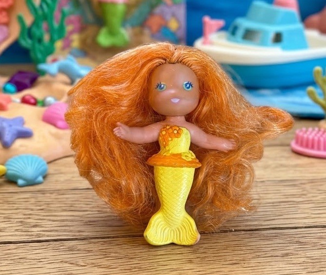 ⭐ RARE HTF Vintage 1984 Kenner Sea Wees Bubble Ballet Ruffle Yellow Orange Hair
