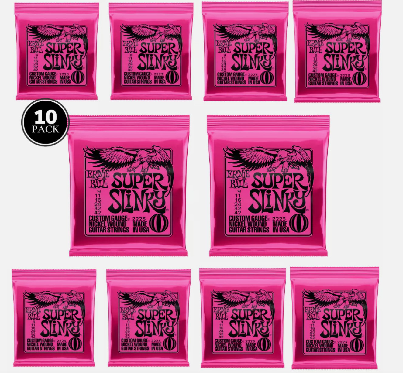 **10 sets Ernie Ball 2223 Nickel Super Slinky Guitar Strings 10 sets**