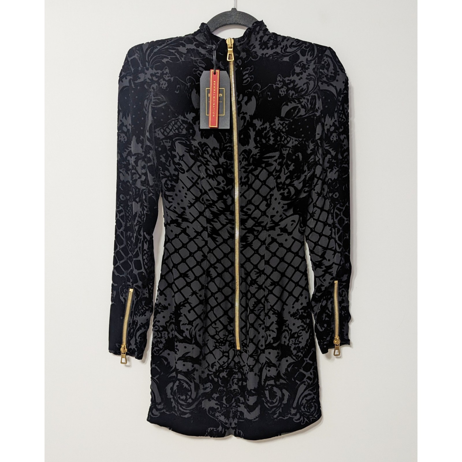 BALMAIN X H&M Limited Edition Runway Silk Velvet Black Mini Dress Size 2