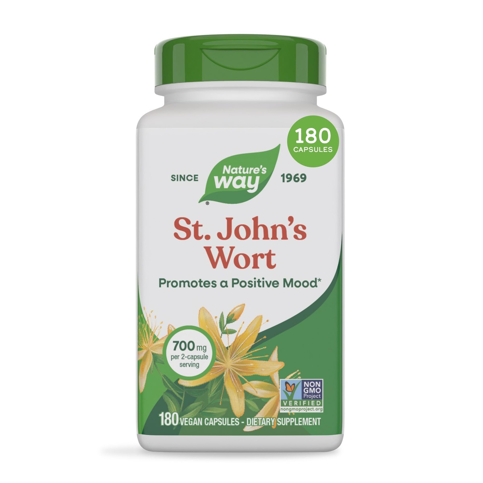 Nature\'s Way St. John’s Wort Capsules, 700 mg per 180 Count (Pack of 1)