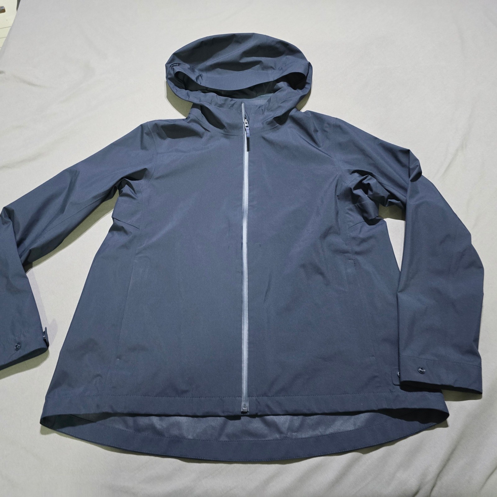 Uniqlo Blocktech Parka Women small Navy Blue Hooded Rain Jacket Jacket