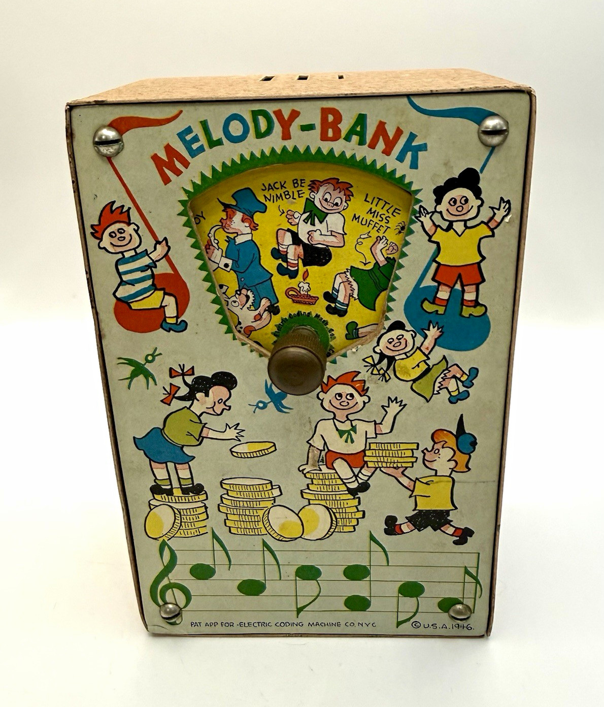 Vintage 1946 Melody-Bank Mechanical Coin Bank Electric Coding Machine NYC