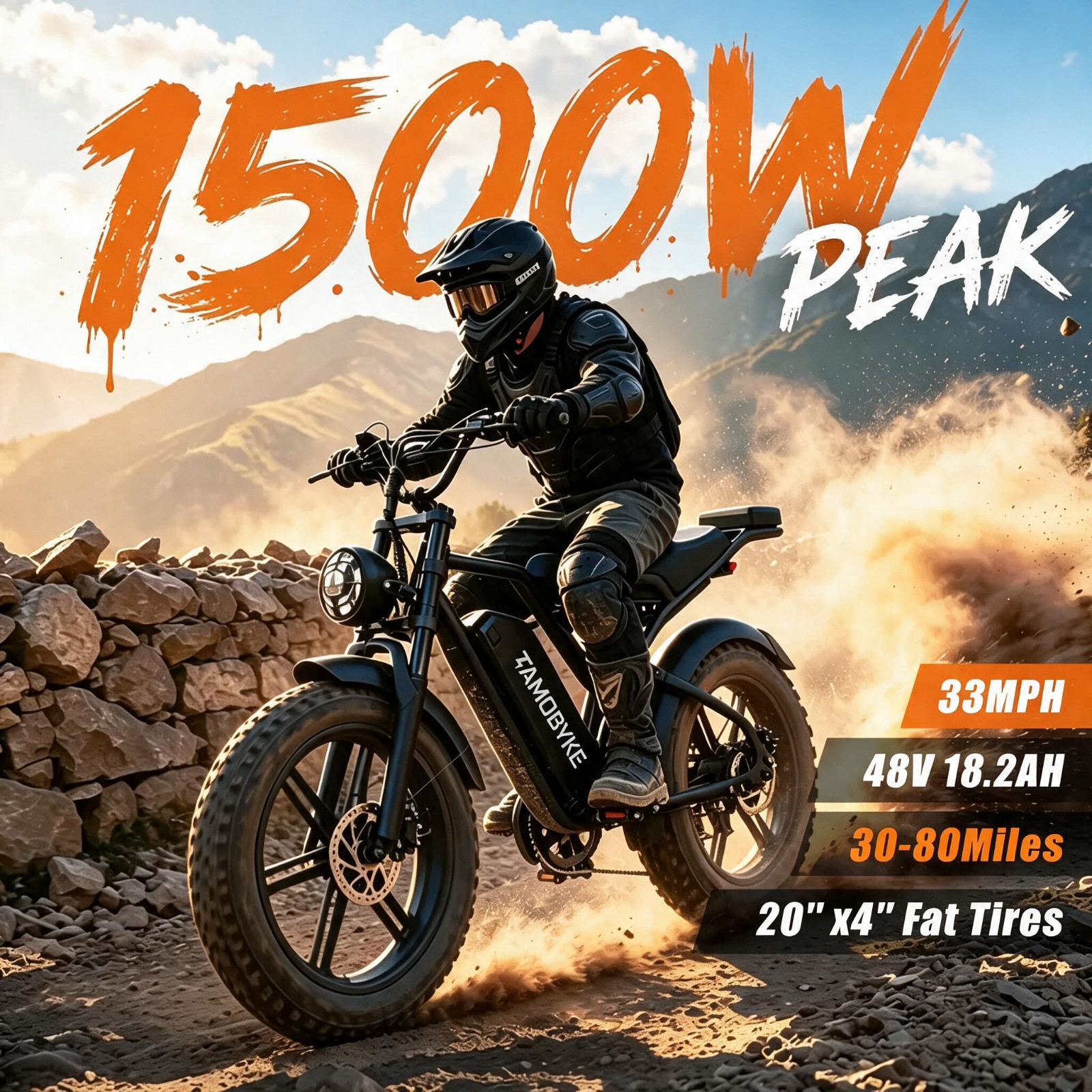 Tamobyke T60 Electric Bike for Adults 1500W 33MPH 48V 18.2AH 20\