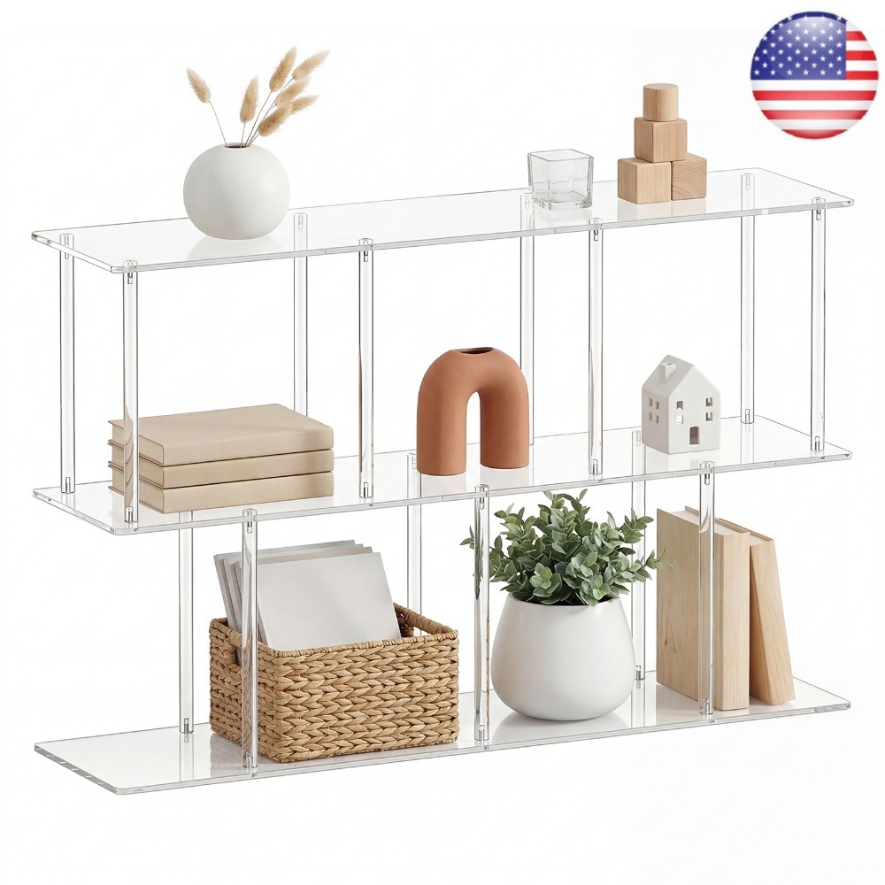 Clear Acrylic Display Shelf 11.8''D X 47.2''W X 24.6''H Bookcase