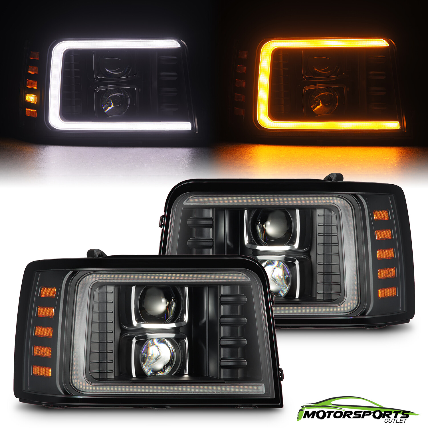 Fit 1992-1996 Ford F-Series/Bronco PRO-Series Projector Headlights Black