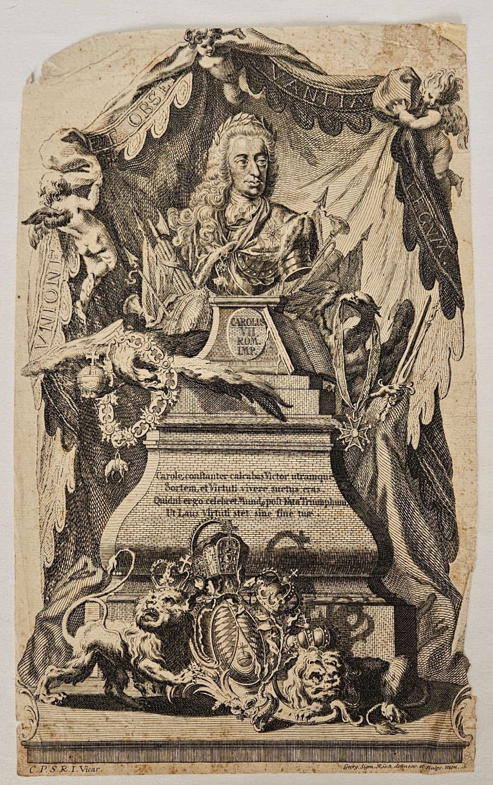 1746 Charles VII Holy Roman Emperor Funeral Engraving Georg Sigmund Rösch