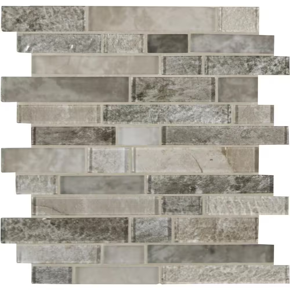 Savoy Brown Interlocking 12 In. X 12 In. X 0.31 In. Glass Mosaic Kitchen and Bat